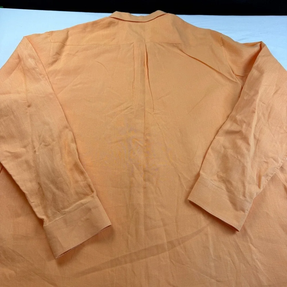 Banana Republic Shirt Mens XL Orange Long Sleeve 100% Linen Vintage Y2K EUC